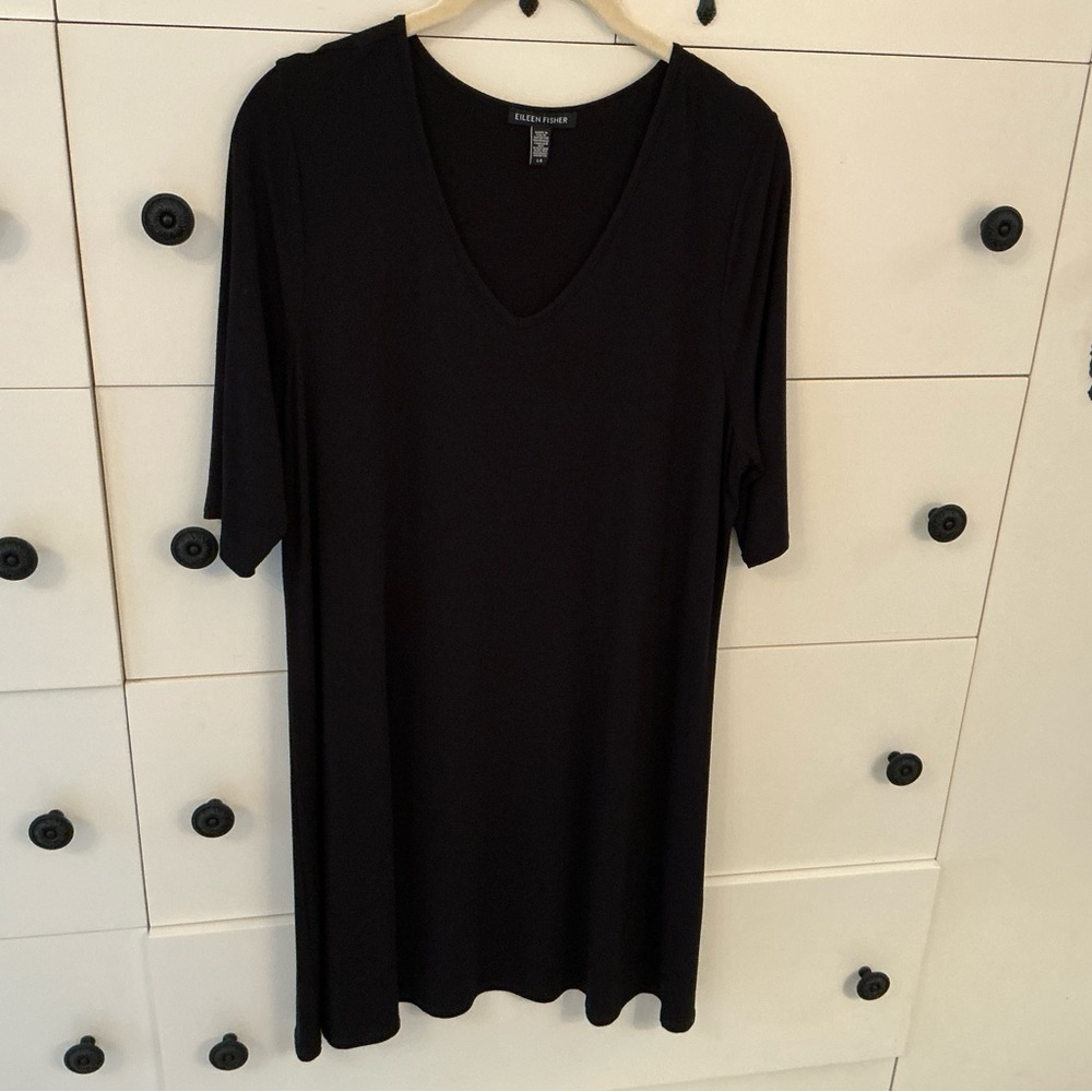 Eileen Fisher Black V-Neck Tunic
